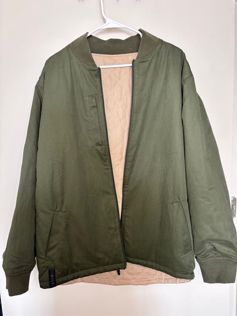 BYLT Basics Reversible Olive Green Jacket with Black Brand Tag
